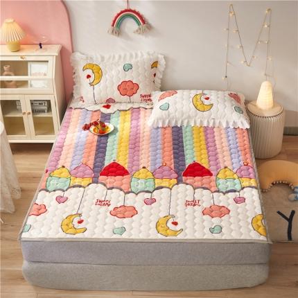 91家纺网 家纺一手货源 找家纺 （总）舒居 2022新款200g高克重直角宽边牛奶绒床笠床垫