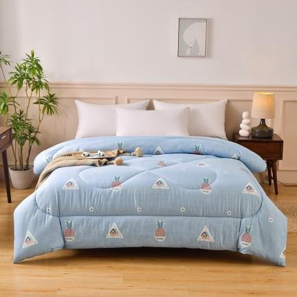 91家纺网 家纺一手货源 找家纺 好欣怡家纺 2026新款洛卡棉冬被 蓝菠萝