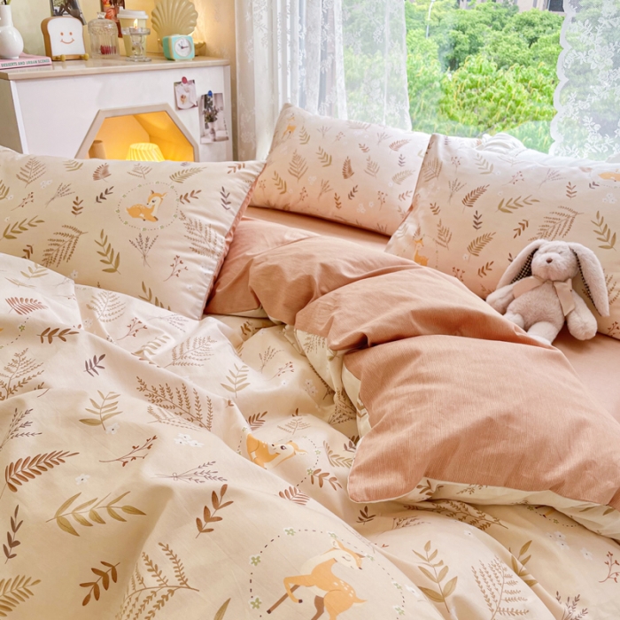 91家纺网 家纺一手货源 找家纺 洺兰家居 2025新款13372全棉四件套 挪威森林