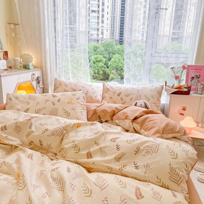 91家纺网 家纺一手货源 找家纺 洺兰家居 2025新款13372全棉四件套 挪威森林