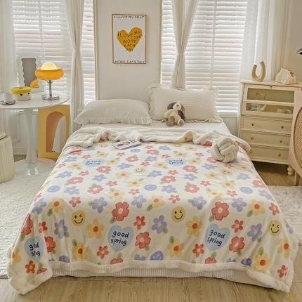 91家纺网 家纺一手货源 找家纺 麦朵新款牛奶绒羊羔绒毛毯单被套两用多功能法莱绒盖毯早春