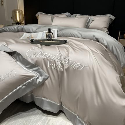 618家纺2023新款100支长绒棉四件套小香系椰子灰都市灰