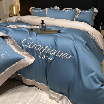 618家纺2023新款100支长绒棉四件套小香系列莫兰迪烟灰