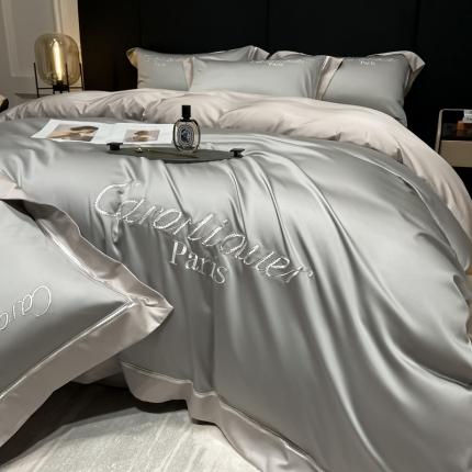 618家纺2023新款100支长绒棉四件套小香系列布鲁灰暖灰