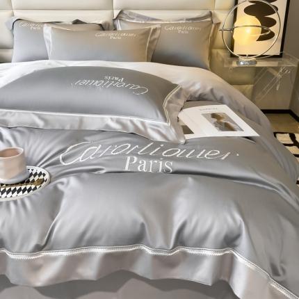 91家纺网 家纺一手货源 找家纺 618家纺 新款100支长绒棉四件套纯棉四件套 小香系列2 小香系列2-布鲁灰暖灰