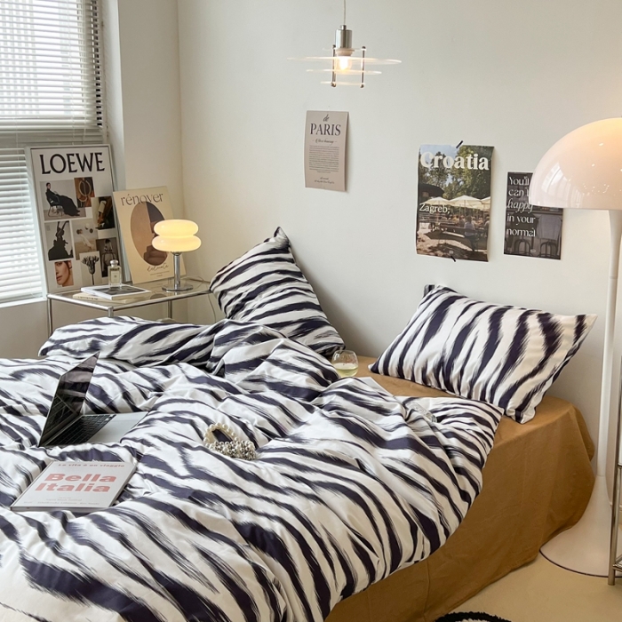 91家纺网 家纺一手货源 找家纺 昔可家纺2022新款全棉四件套豹纹系列 港风豹纹