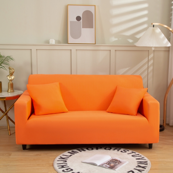 91家纺网 家纺一手货源 找家纺 兴妮雅家纺 2022新款凉感丝沙发套 凉感丝桔色