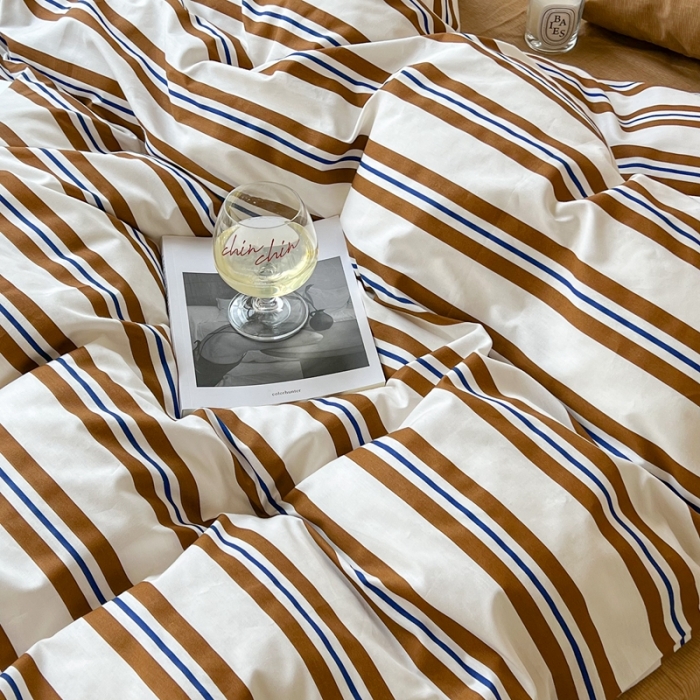 91家纺网 家纺一手货源 找家纺 （总）昔可家纺2022新款韩风简约条纹全棉套件混搭款