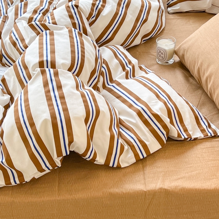 91家纺网 家纺一手货源 找家纺 （总）昔可家纺2022新款韩风简约条纹全棉套件混搭款