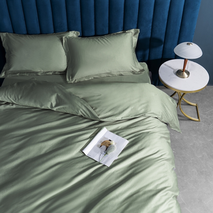 91家纺网 家纺一手货源 找家纺 小米笠 2022新款100支A类长绒棉系列四件套 桉叶绿