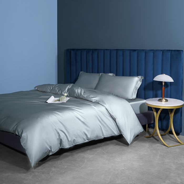 91家纺网 家纺一手货源 找家纺 小米笠 2022新款100支A类长绒棉系列四件套 极地蓝