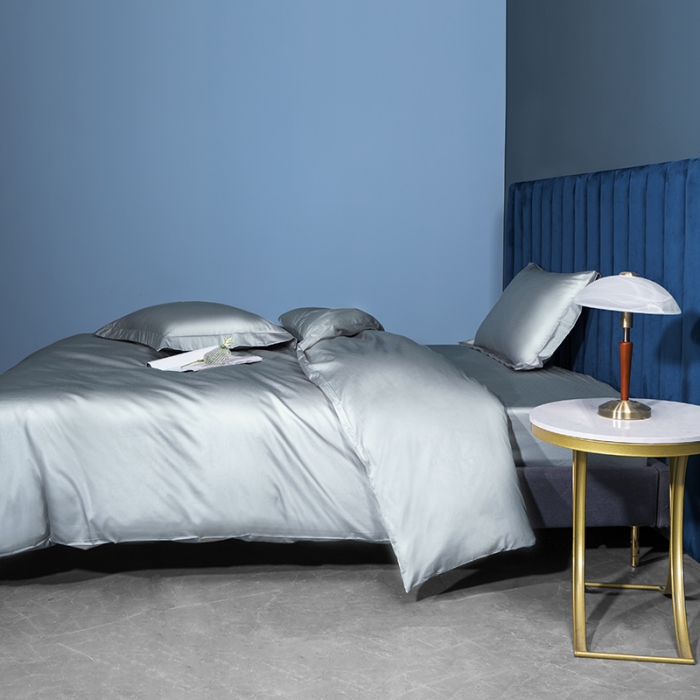 91家纺网 家纺一手货源 找家纺 小米笠 2022新款100支A类长绒棉系列四件套 极地蓝