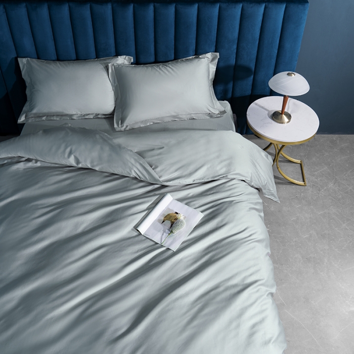 91家纺网 家纺一手货源 找家纺 小米笠 2022新款100支A类长绒棉系列四件套 极地蓝