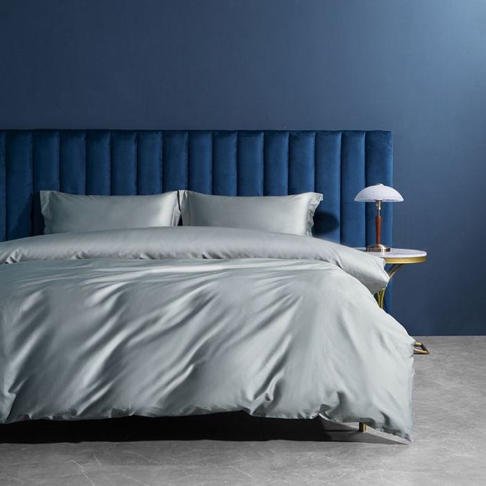 91家纺网 家纺一手货源 找家纺 小米笠 2022新款100支A类长绒棉系列四件套 极地蓝