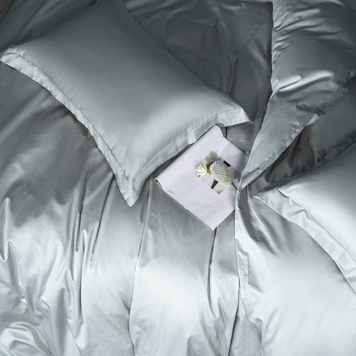 91家纺网 家纺一手货源 找家纺 小米笠 2022新款100支A类长绒棉系列四件套 极地蓝