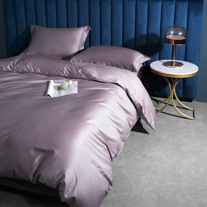 91家纺网 家纺一手货源 找家纺 小米笠 2022新款100支A类长绒棉系列四件套 珊瑚紫