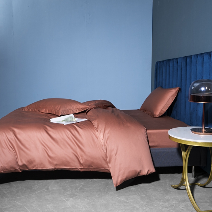 91家纺网 家纺一手货源 找家纺 小米笠 2022新款100支A类长绒棉系列四件套 太妃橙