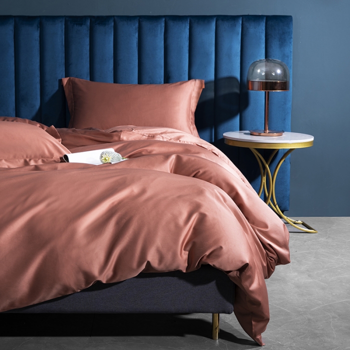 91家纺网 家纺一手货源 找家纺 小米笠 2022新款100支A类长绒棉系列四件套 太妃橙