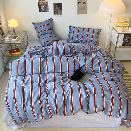 91家纺网 家纺一手货源 找家纺 （总）昔可家纺2022新款韩风简约条纹全棉套件正常款