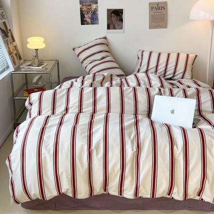 91家纺网 家纺一手货源 找家纺 （总）昔可家纺2022新款韩风简约条纹全棉套件正常款