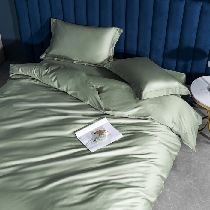 91家纺网 家纺一手货源 找家纺 小米笠 2022新款100支A类长绒棉系列单被套 桉叶绿