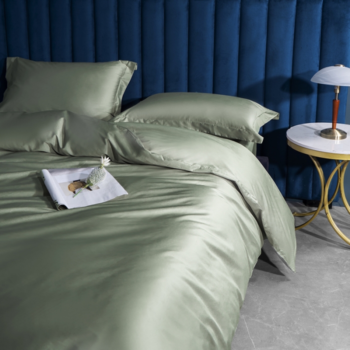 91家纺网 家纺一手货源 找家纺 小米笠 2022新款100支A类长绒棉系列单被套 桉叶绿