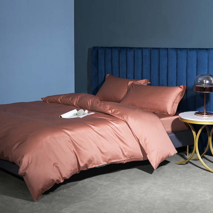 91家纺网 家纺一手货源 找家纺 小米笠 2022新款100支A类长绒棉系列单被套 太妃橙