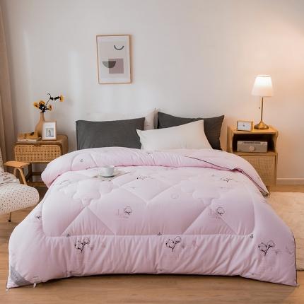 91家纺网 家纺一手货源 找家纺 莱宁被业 2022新款13372全棉棉花保暖冬被学生春秋被 棉趣-粉