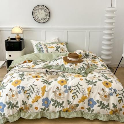 91家纺网 家纺一手货源 找家纺 （总）昔可家纺2022新款花边款全棉四件套