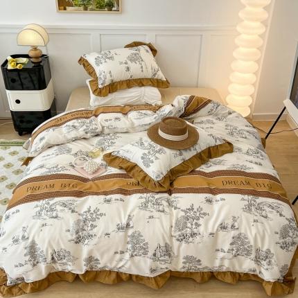 91家纺网 家纺一手货源 找家纺 （总）昔可家纺2022新款花边款全棉四件套