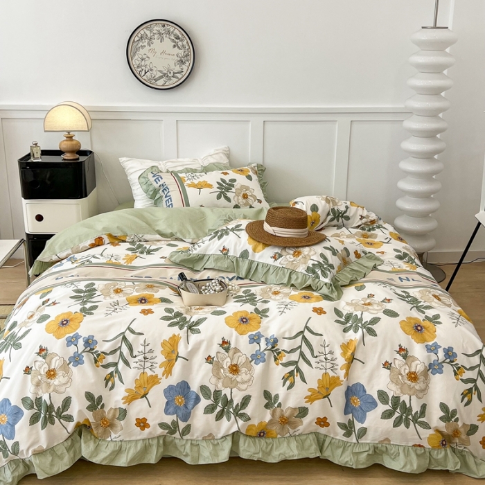 91家纺网 家纺一手货源 找家纺 （总）昔可家纺2022新款花边款全棉四件套