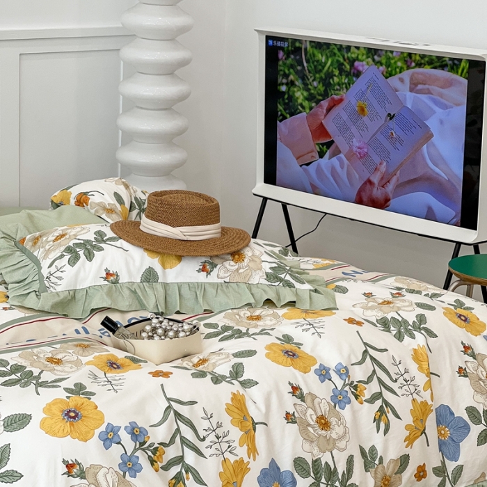 91家纺网 家纺一手货源 找家纺 （总）昔可家纺2022新款花边款全棉四件套