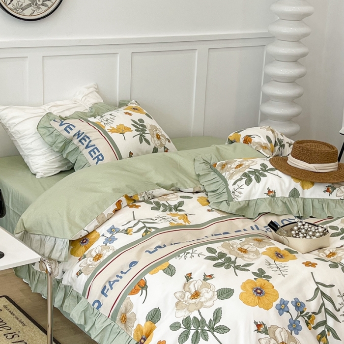 91家纺网 家纺一手货源 找家纺 （总）昔可家纺2022新款花边款全棉四件套