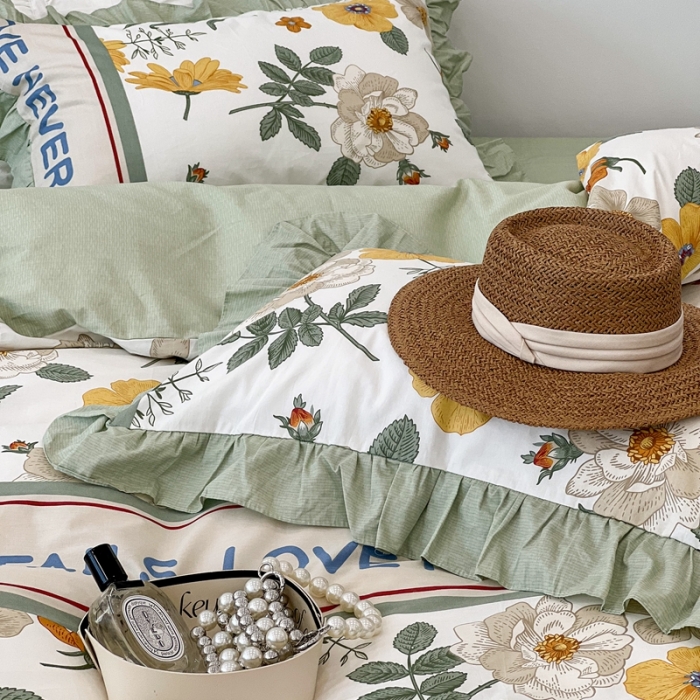 91家纺网 家纺一手货源 找家纺 （总）昔可家纺2022新款花边款全棉四件套