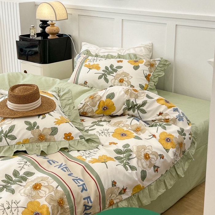 91家纺网 家纺一手货源 找家纺 （总）昔可家纺2022新款花边款全棉四件套