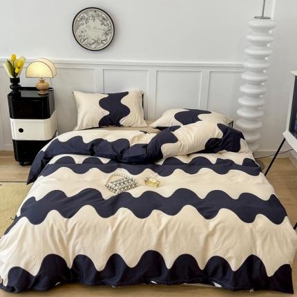 91家纺网 家纺一手货源 找家纺 （总）昔可家纺2022新款简约波纹全棉款四件套