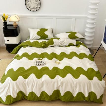 91家纺网 家纺一手货源 找家纺 （总）昔可家纺2022新款简约波纹全棉款四件套