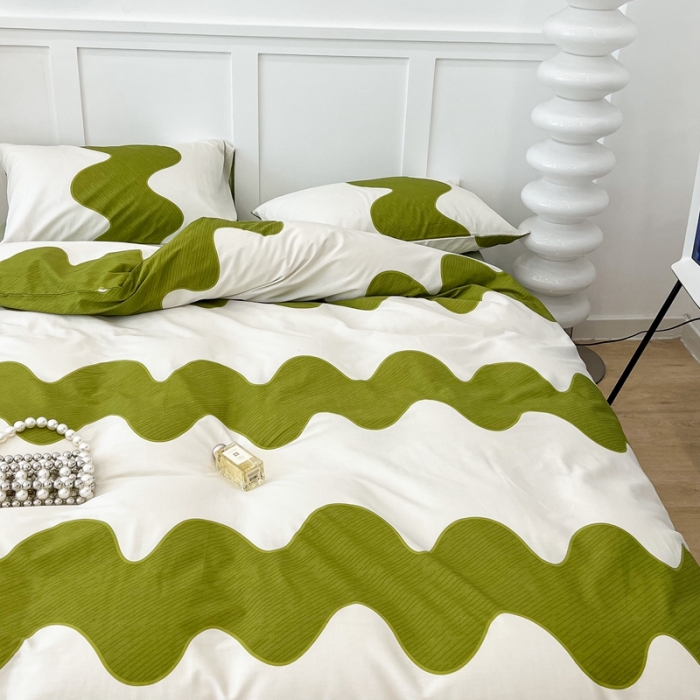 91家纺网 家纺一手货源 找家纺 （总）昔可家纺2022新款简约波纹全棉款四件套