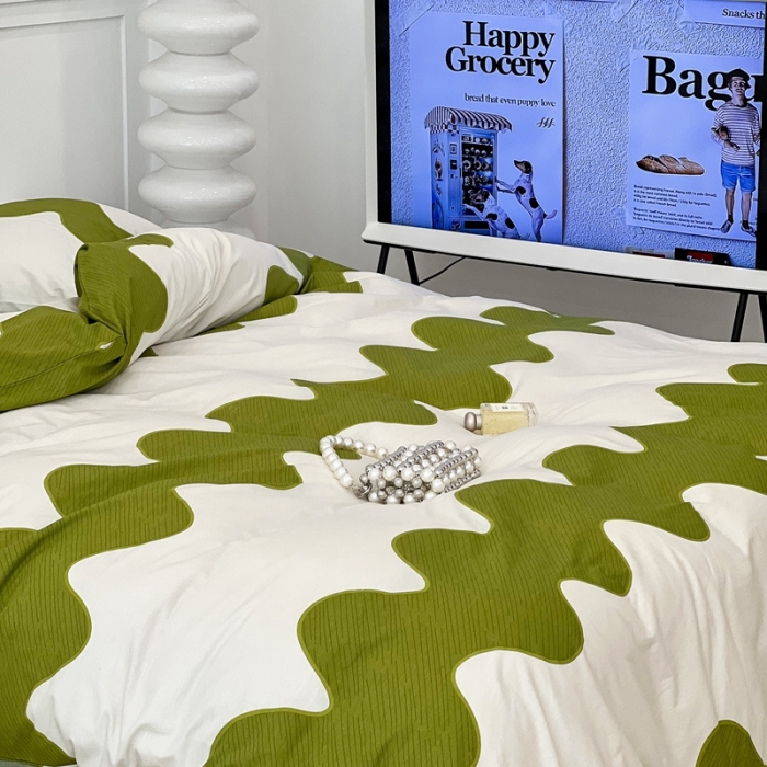 91家纺网 家纺一手货源 找家纺 （总）昔可家纺2022新款简约波纹全棉款四件套