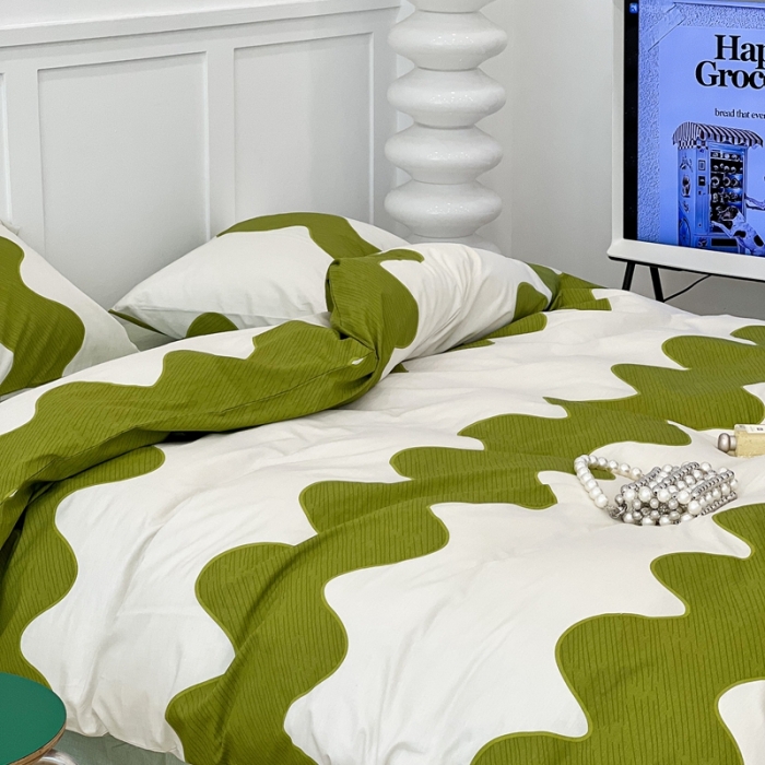 91家纺网 家纺一手货源 找家纺 （总）昔可家纺2022新款简约波纹全棉款四件套