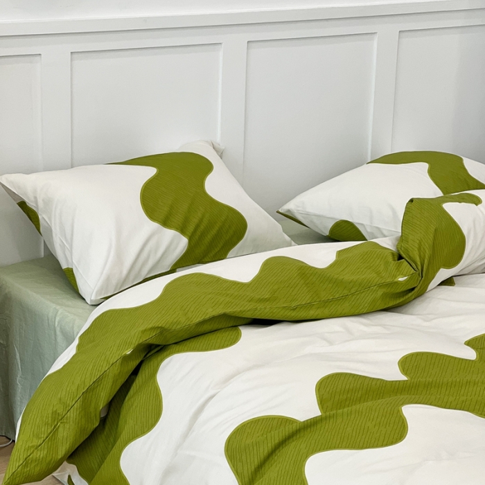 91家纺网 家纺一手货源 找家纺 （总）昔可家纺2022新款简约波纹全棉款四件套