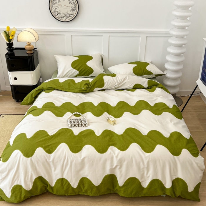 91家纺网 家纺一手货源 找家纺 （总）昔可家纺2022新款简约波纹全棉款四件套