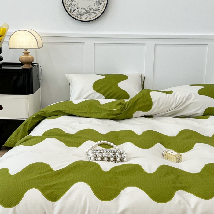 91家纺网 家纺一手货源 找家纺 （总）昔可家纺2022新款简约波纹全棉款四件套