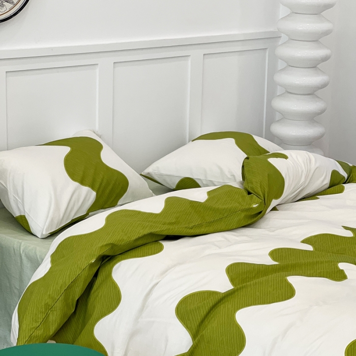 91家纺网 家纺一手货源 找家纺 （总）昔可家纺2022新款简约波纹全棉款四件套