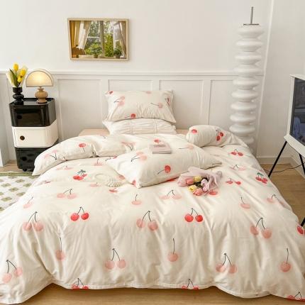 91家纺网 家纺一手货源 找家纺 昔可家纺2022新款奶呼呼卧室四件套 粉粉樱桃