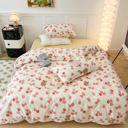 91家纺网 家纺一手货源 找家纺 昔可家纺2022新款奶呼呼卧室四件套 樱桃熊