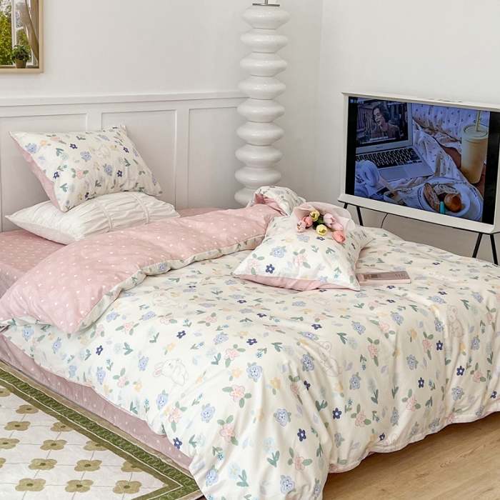 91家纺网 家纺一手货源 找家纺 昔可家纺2022新款奶呼呼卧室四件套 嘟嘟兔