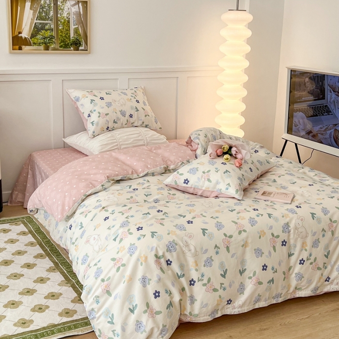 91家纺网 家纺一手货源 找家纺 昔可家纺2022新款奶呼呼卧室四件套 嘟嘟兔