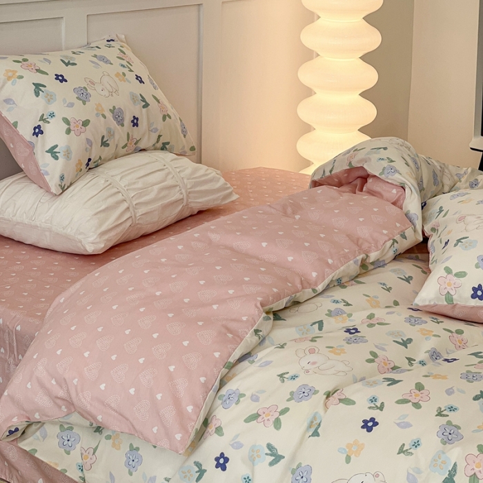 91家纺网 家纺一手货源 找家纺 昔可家纺2022新款奶呼呼卧室四件套 嘟嘟兔