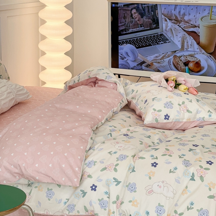 91家纺网 家纺一手货源 找家纺 昔可家纺2022新款奶呼呼卧室四件套 嘟嘟兔